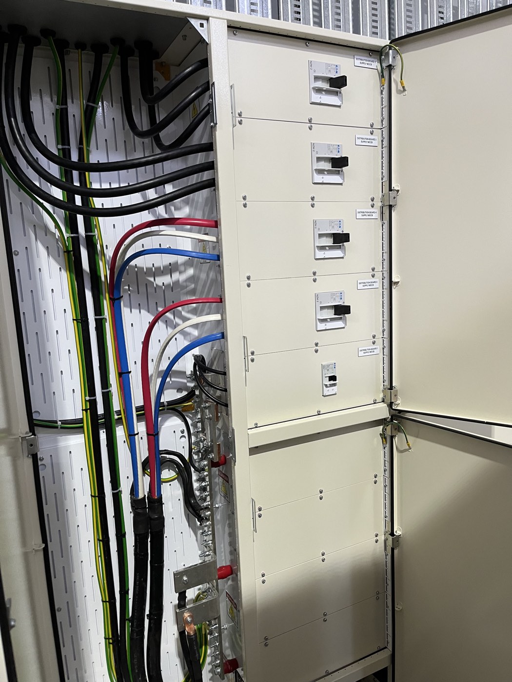 Main switchboard cable terminations by a commercial electrician in Dunedin